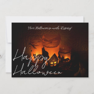 Simple Spooky dark Family Happy Halloween  Holiday Card