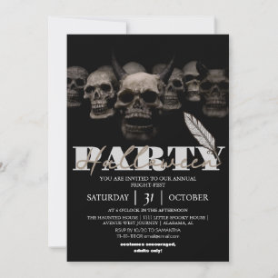 simple spooky Gothic Skull halloween costume party Invitation