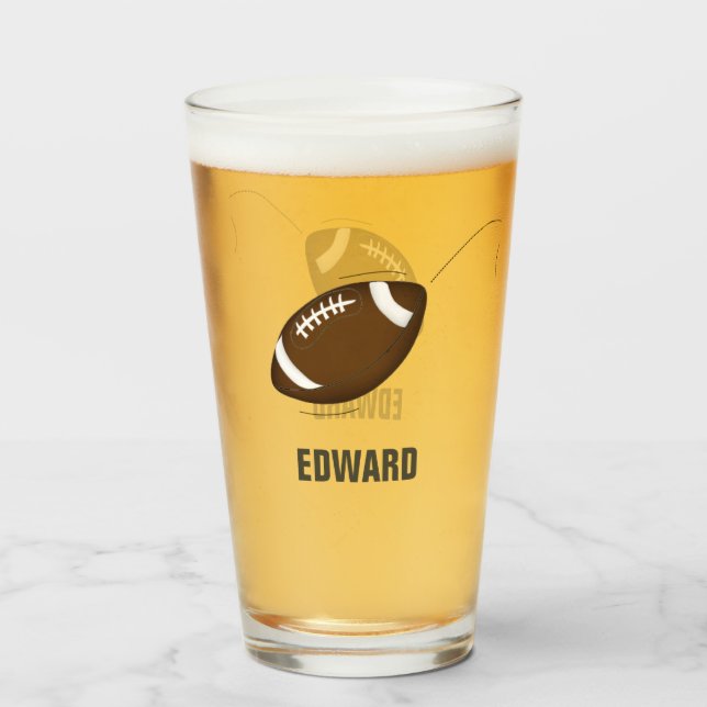 Simple Sports Football Minimalist Personalized  Glass (Front Filled)