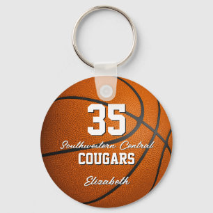 simple sporty girly script basketball team name keychain