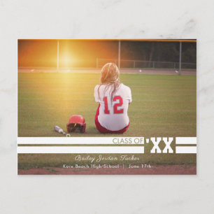 Simple & Sporty Graduation Photo Announcement Postcard
