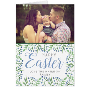 Simple Spring Blueberrie Custom Photo Happy Easter