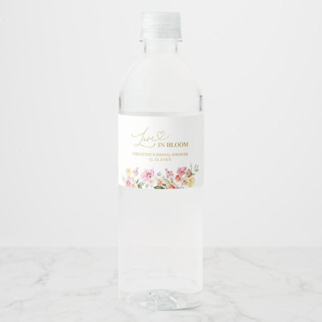 Simple Spring Floral Bridal Shower Bottle Label (Front)