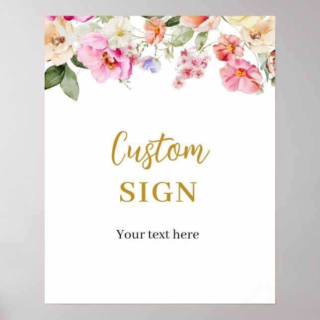Simple Spring Floral Custom Party SIgn (Front)