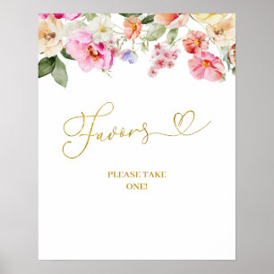 Simple Spring Floral Market Favors Party Sign