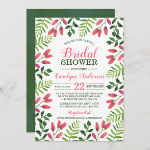 Simple Spring Foliage Bridal Shower Invitation