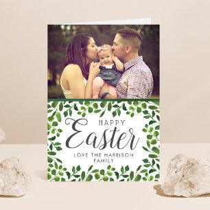 Simple Spring Foliage Custom Photo Happy Easter Holiday Card