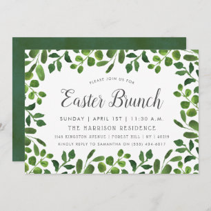 Simple Spring Foliage Easter Brunch Invitation