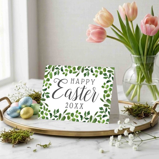 Simple Spring Foliage Happy Easter Holiday Card (Creator Uploaded)