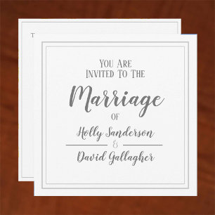Simple Square Grey & White Wedding Day Invitation