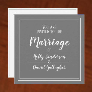 Simple Square Grey & White Wedding Day Invitation