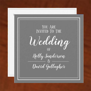 Simple Square Grey & White Wedding Day Invitation