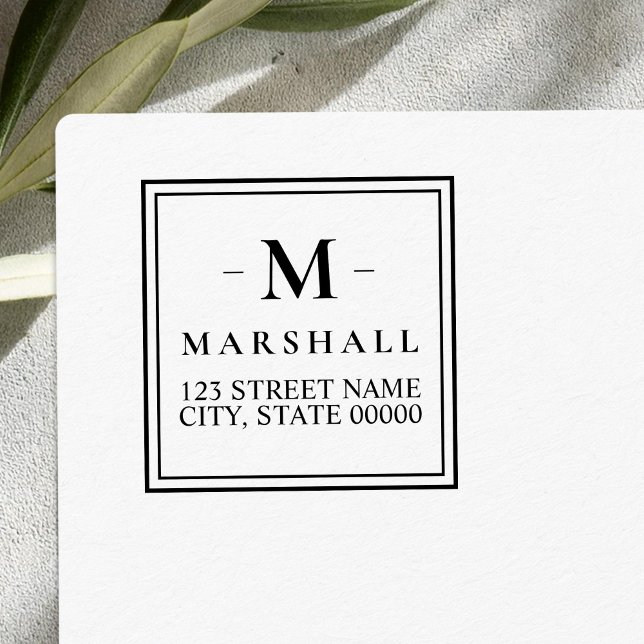 Simple Square Monogram Return Address Self-inking Stamp (Creator Uploaded)