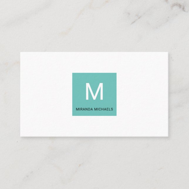 Simple Square Monongram QR and Name Contact Card (Front)