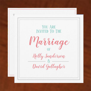 Simple Square Pastel Colours Wedding Day Invitation