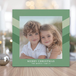 Simple Square Photo - Minimalist Retro Stripe Holiday Card