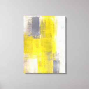 'Simple Squares' Grey and Yellow Abstract Art Canvas Print