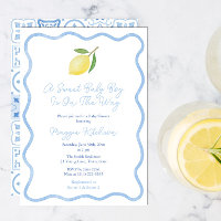 Simple Squiggle Border Lemon Sweet Baby Boy Shower