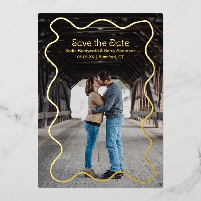 Simple Squiggle Frame Modern Wedding Save the Date (Front)