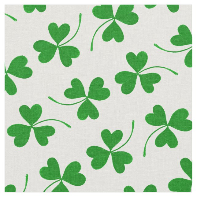 Simple St Patrick's Day Shamrock Pattern - Green Fabric (Close Up)