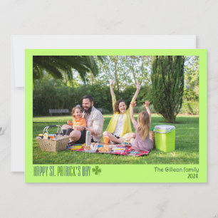 Simple St. patrick's day Shamrocks family photo Holiday Card