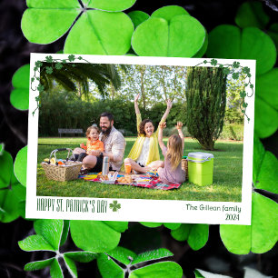 Simple St. patrick's day Shamrocks family photo Holiday Card