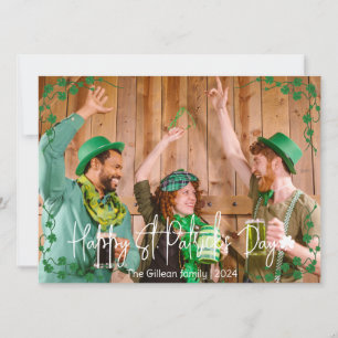Simple St. patrick's day Shamrocks family photo Holiday Card
