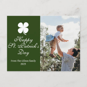 Simple St. patrick's day Shamrocks family photo Holiday Postcard