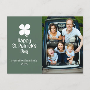 Simple St. patrick's day Shamrocks family photo Holiday Postcard