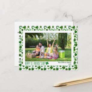 Simple St. patrick's day Shamrocks family photo Holiday Postcard