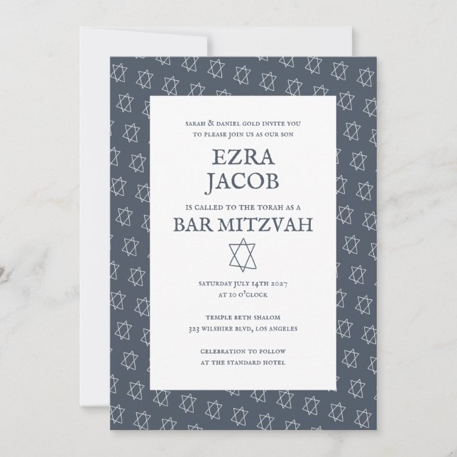 Simple Star of David Custom B'nai Bat Bar Mitzvah  Invitation (Front)