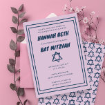 Simple Star of David Custom B'nai Bat Bar Mitzvah  Invitation<br><div class="desc">Perfect card to announce a bar mitzvah, bat mitzvah or other Jewish celebration! Hand made art for you! FULLY CUSTOMIZABLE! Click on “Personalize” above to edit the text. Click "edit using design tool" to adjust the fonts, colours and placements and to delete the frame or back side design if you...</div>