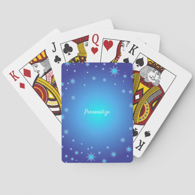 Simple Star Pattern with Blue Sky Personalized Playing Cards (Back)