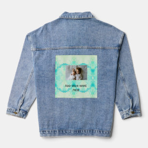 simple star sparkle glitter add photo custom text  denim jacket