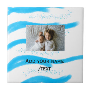simple star sparkle glitter add photo custom text  tile