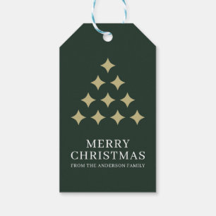 Simple star tree green Merry Christmas  Gift Tags