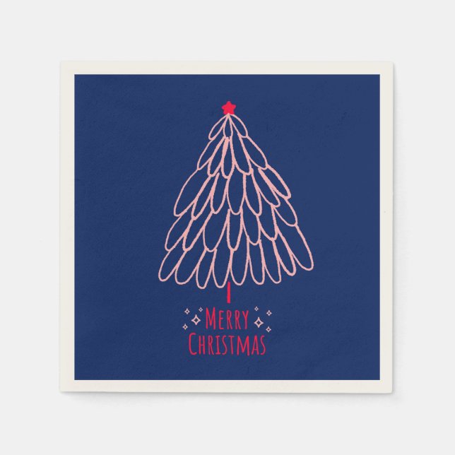 Simple Star Tree Mid Mod Merry Christmas  Napkin (Front)
