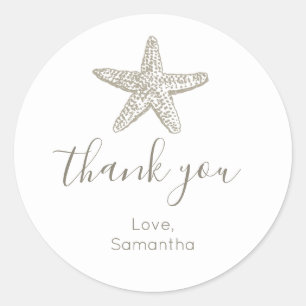 Simple Starfish baby shower Thank You Classic Round Sticker