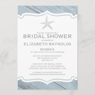 Simple Starfish Beach Bridal Shower Invitations
