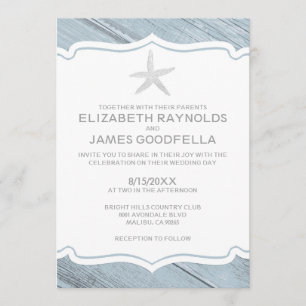 Simple Starfish Beach Wedding Invitations