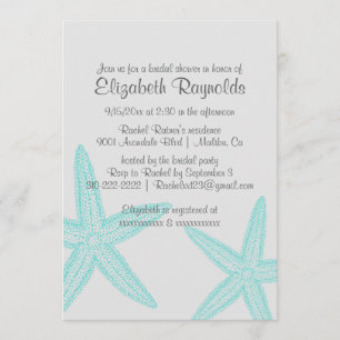 Simple Starfish Bridal Shower Invitations