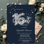 Simple Stars Navy Blue Sweet 16  Invitation<br><div class="desc">A modern,  chic and glamorous Sweet 16 with stars on a navy blue background.</div>