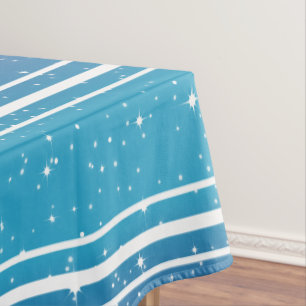 Simple Stars on Blue Gradient with White Stripes Tablecloth