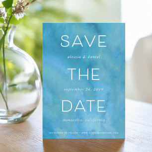 Simple Statement Watercolor Save the Date Card