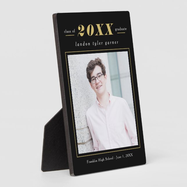 Simple Stats EDITABLE COLOR Graduation Plaque (Side)