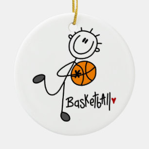 Simple Stick Figure Basketball T-shirts and Gifts Ceramic Ornament