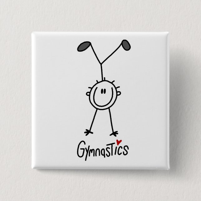Simple Stick Figure Gymnast 2 Inch Square Button (Front)