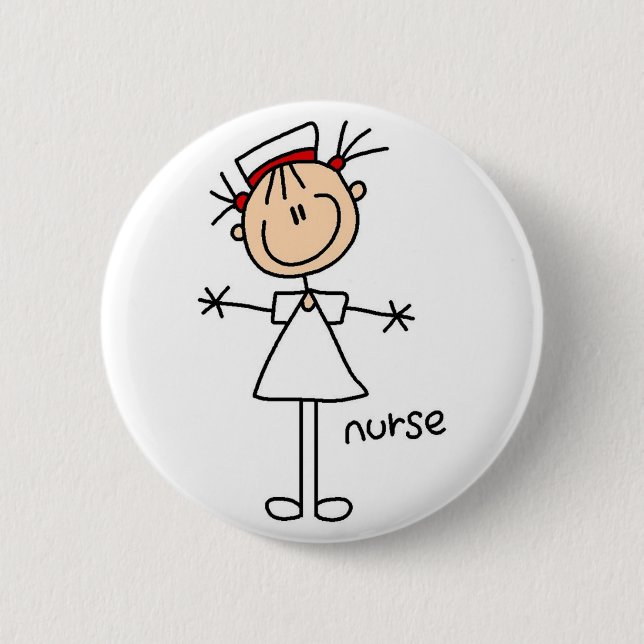 Simple Stick Figure Nurse T-shirts and Gifts 2 Inch Round Button (Front)