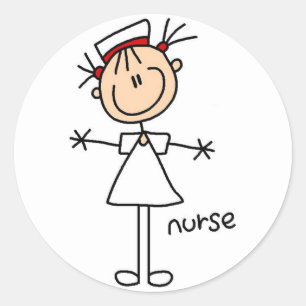 Simple Stick Figure Nurse T-shirts and Gifts Classic Round Sticker