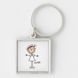 Simple Stick Figure Nurse Tshirts and Gifts Keychain
